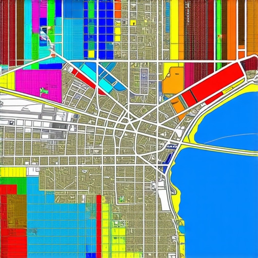 Wichita Cityscape with Digital Map Overlay A vibrant Wichita cityscape overlaid with a digital map showing local business locations
