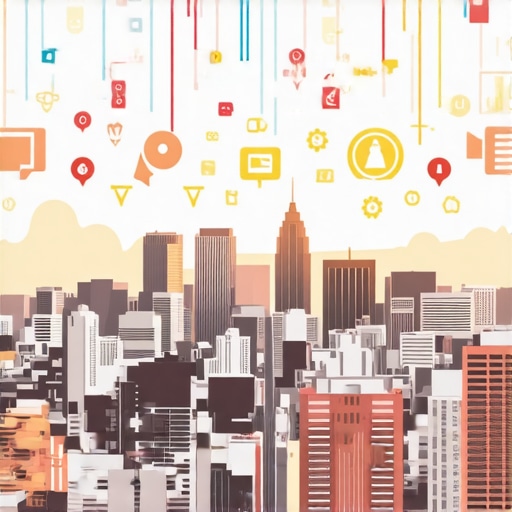 Wichita cityscape with digital marketing icons