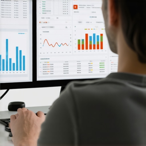 Person reviewing local SEO data on a laptop with charts and graphs.