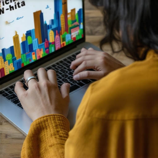 Content Creation for Wichita SEO Person designing visual content for Wichita local SEO efforts using Canva on a laptop