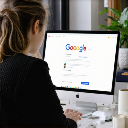 Optimizing GMB Profile in Wichita Business owner updating Google My Business profile on laptop in office