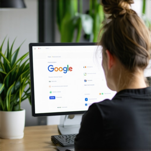 Business owner optimizing Google My Business profile on computer