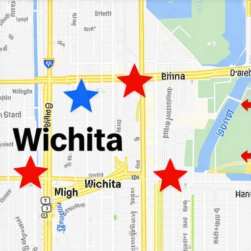 Wichita Map with SEO Indicators Map of Wichita showing top local businesses and SEO signals
