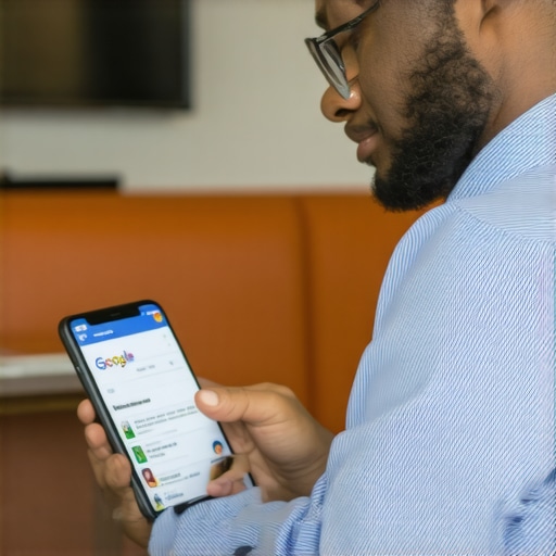 Business owner updating Google My Business profile on laptop in Wichita Kansas.