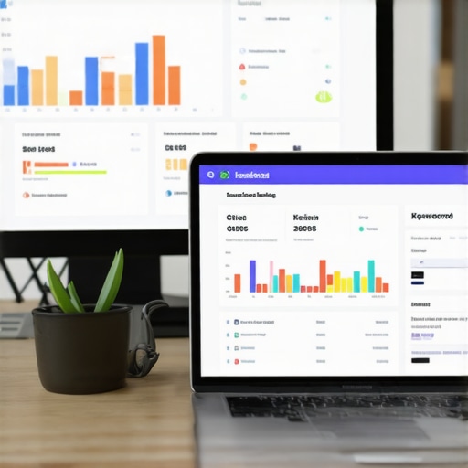 SEO Tools for Local Map Maintenance Close-up of a laptop screen showing SEO analytics, citation management dashboards, and local rankings for Wichita.