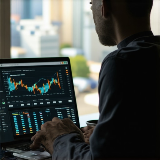 A digital marketing professional reviewing SEO analytics for Wichita on a laptop in a modern office setting.