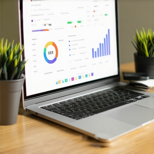 A desk setup with a laptop showing local SEO and review management dashboards for Wichita businesses.