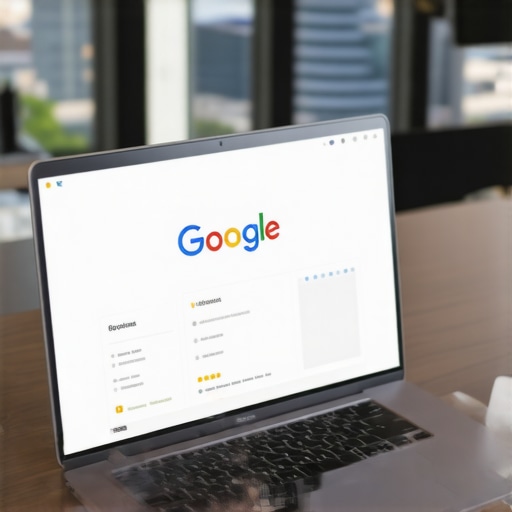 Person updating Google Business profile on laptop with Wichita background.