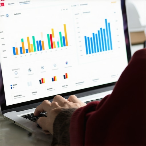 Person analyzing local SEO data on a laptop to maintain Wichita Maps rankings.